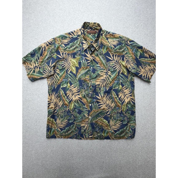 Tori Richard Other - Tori Richard Shirt Mens Large‎ Blue Tropical Leaf Hawaiian Short Sleeve Button